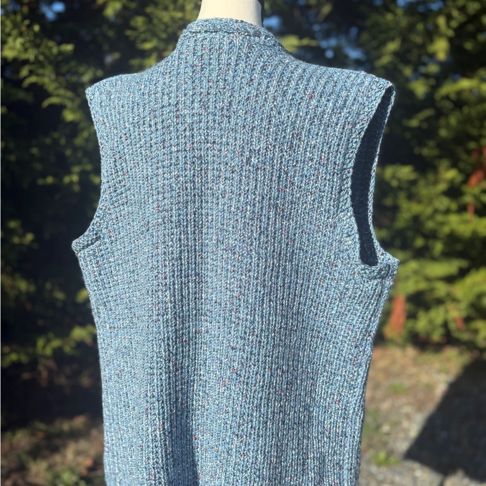 Handcrafted Blue Knit Vest – Cozy Artisan Layer Sz Lg - Picture 8 of 9